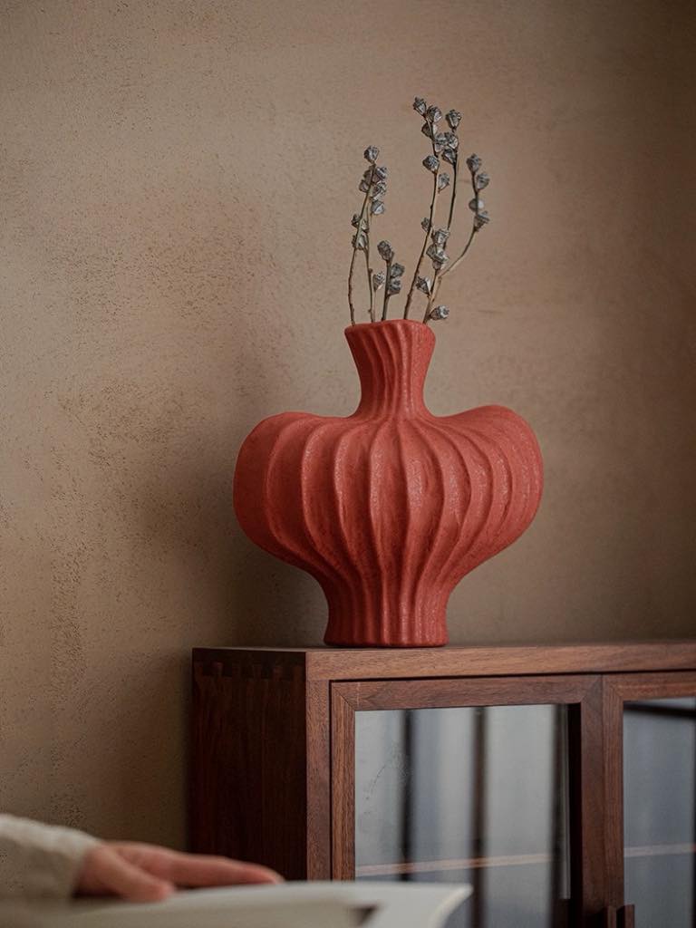 Handmade Wabi Sabi Ceramic Pottery Vase - Red / Black / White - mosswell.us