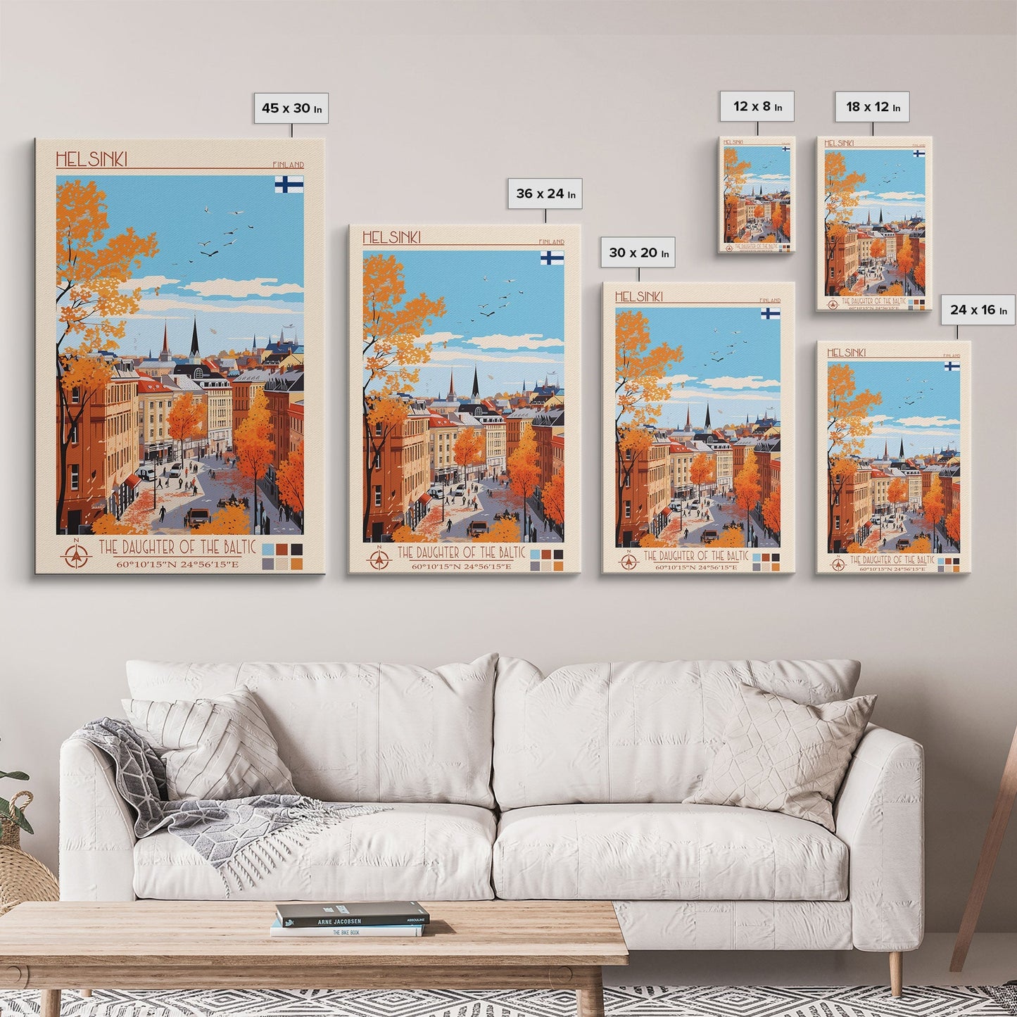 Helsinki Finland Travel Poster Framed Canvas Print, Midcentury Modern Art, Pop Art Wall Decor, Scenic Bedroom Art, Office Decoration - mosswell.us