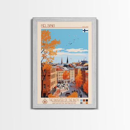 Helsinki Finland Travel Poster Framed Canvas Print, Midcentury Modern Art, Pop Art Wall Decor, Scenic Bedroom Art, Office Decoration - mosswell.us