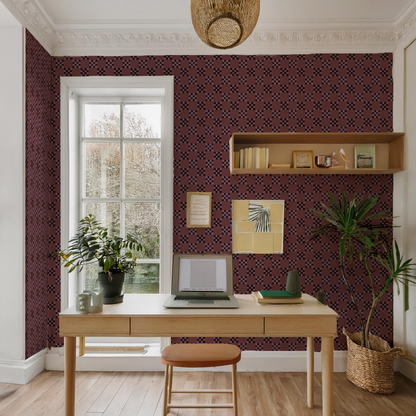 Checkered Quilt Wallpaper, eggplant