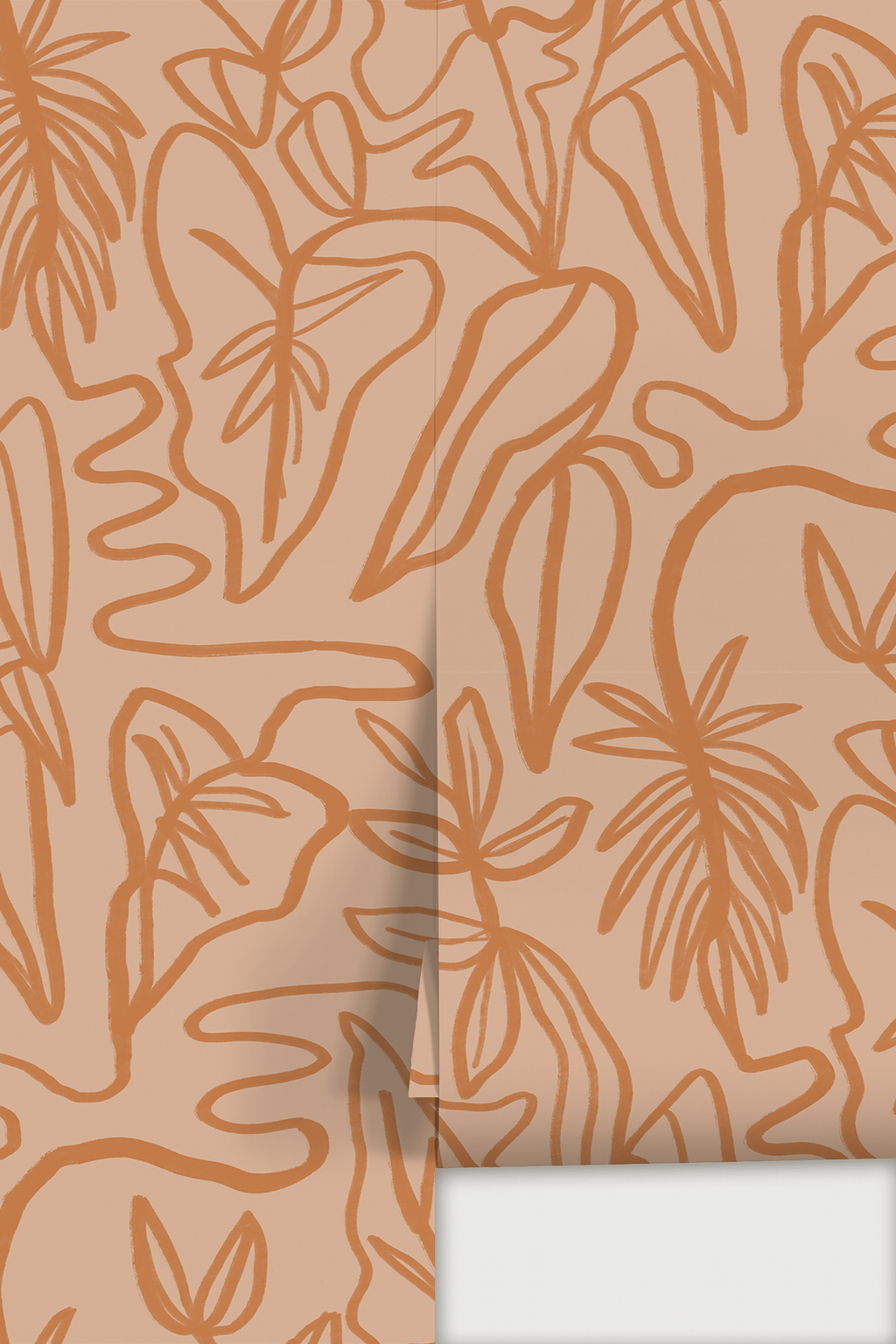 Inked Foliage Wallpaper, peach & orange - mosswell.us
