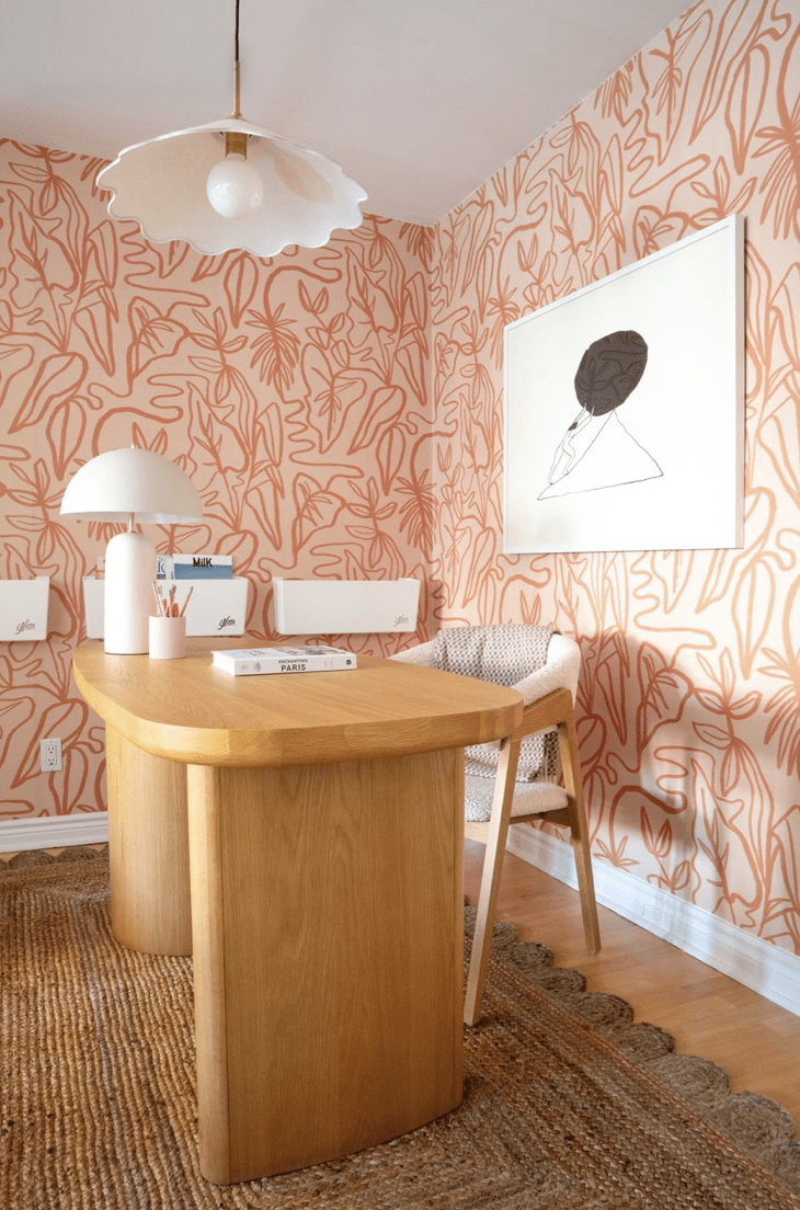 Inked Foliage Wallpaper, peach & orange - mosswell.us