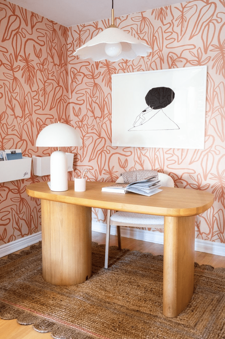 Inked Foliage Wallpaper, peach & orange - mosswell.us
