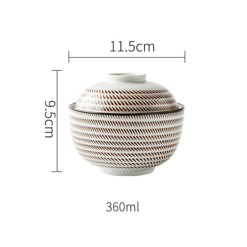 INS Net Red Underglaze Japanese Ceramic Rice Bowl - mosswell.us