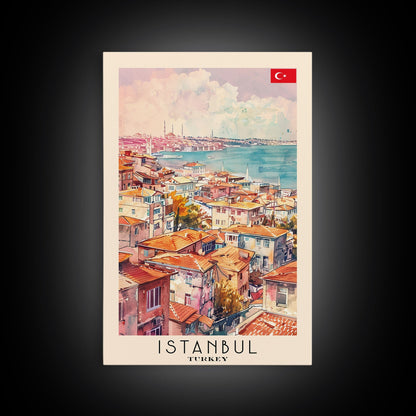 Istanbul Turkey Bosphorus Art Print, Beautiful Canvas Print for Home Decor, Travel Poster for Living Room Wall Art, Turkish Cultural Scene - mosswell.us