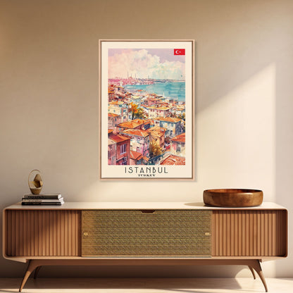 Istanbul Turkey Bosphorus Art Print, Beautiful Canvas Print for Home Decor, Travel Poster for Living Room Wall Art, Turkish Cultural Scene - mosswell.us