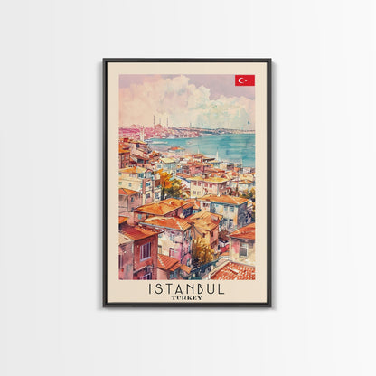 Istanbul Turkey Bosphorus Art Print, Beautiful Canvas Print for Home Decor, Travel Poster for Living Room Wall Art, Turkish Cultural Scene - mosswell.us