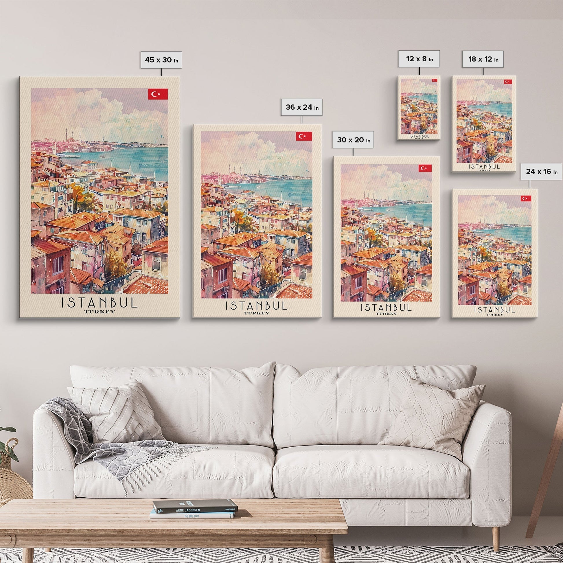 Istanbul Turkey Bosphorus Art Print, Beautiful Canvas Print for Home Decor, Travel Poster for Living Room Wall Art, Turkish Cultural Scene - mosswell.us