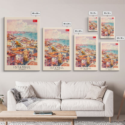 Istanbul Turkey Bosphorus Art Print, Beautiful Canvas Print for Home Decor, Travel Poster for Living Room Wall Art, Turkish Cultural Scene - mosswell.us