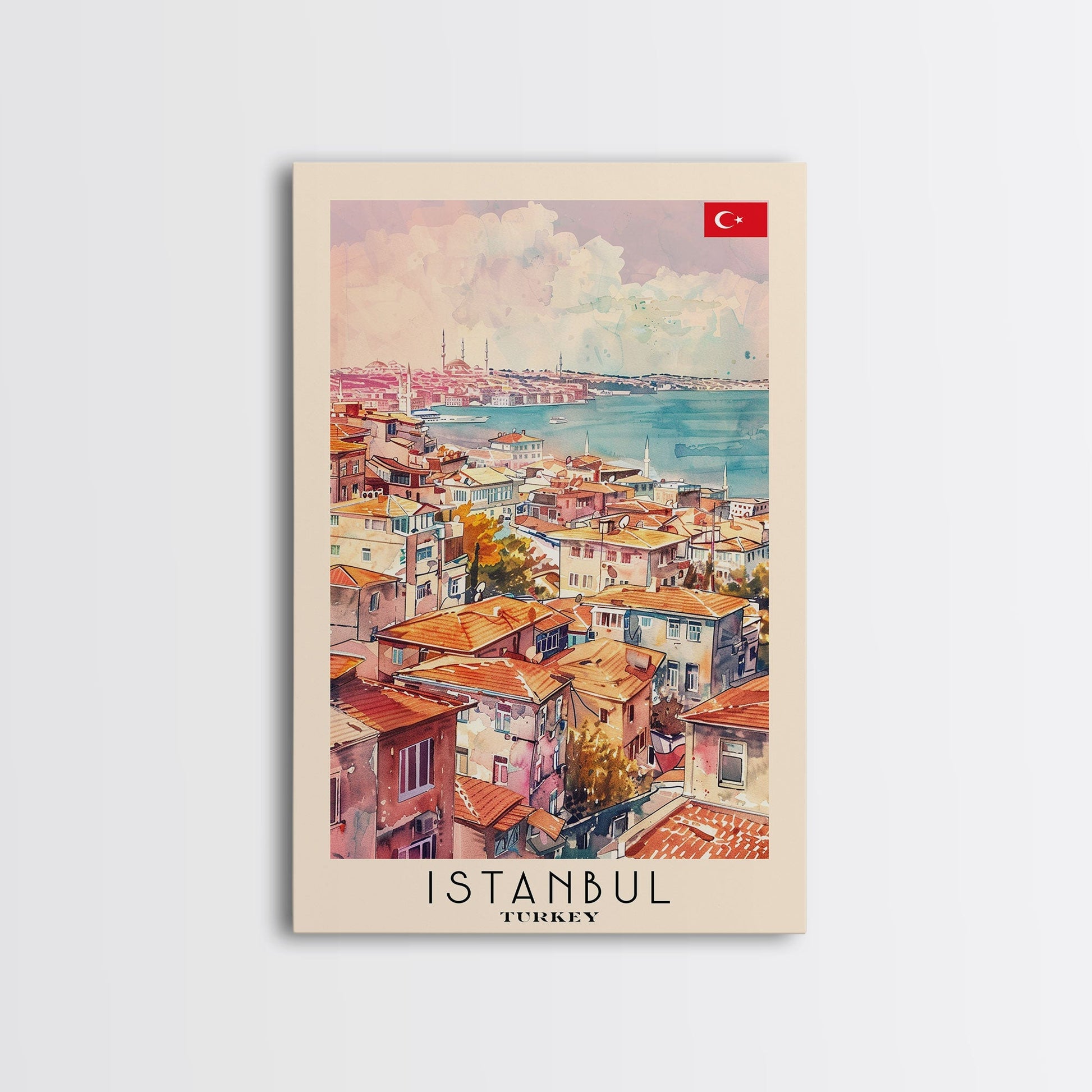 Istanbul Turkey Bosphorus Art Print, Beautiful Canvas Print for Home Decor, Travel Poster for Living Room Wall Art, Turkish Cultural Scene - mosswell.us