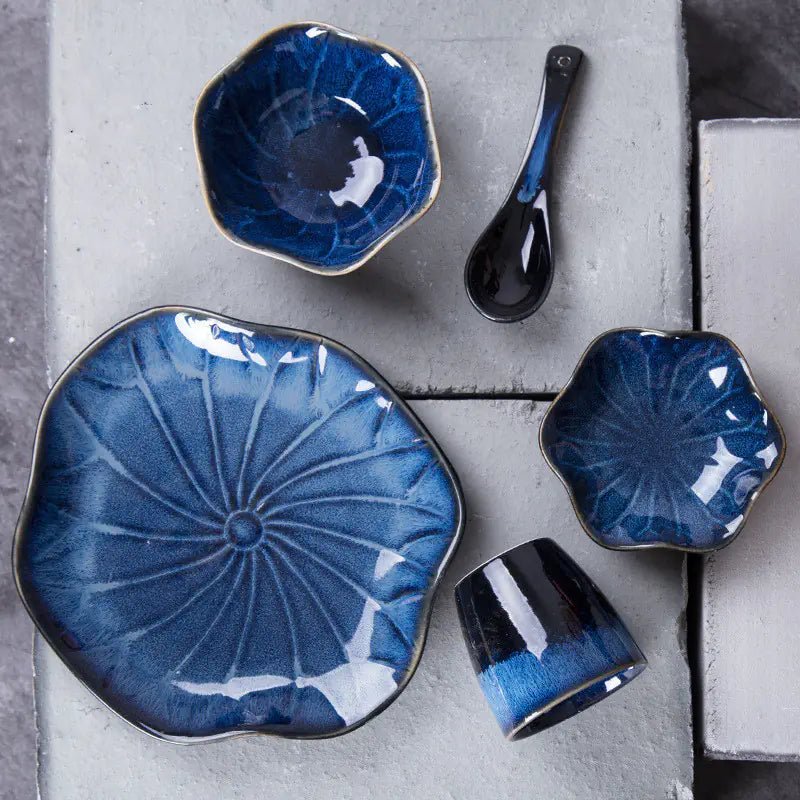 Japanese Ceramic Lotus Dinnerware Set for Restaurants - mosswell.us