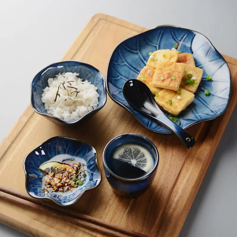 Japanese Ceramic Lotus Dinnerware Set for Restaurants - mosswell.us