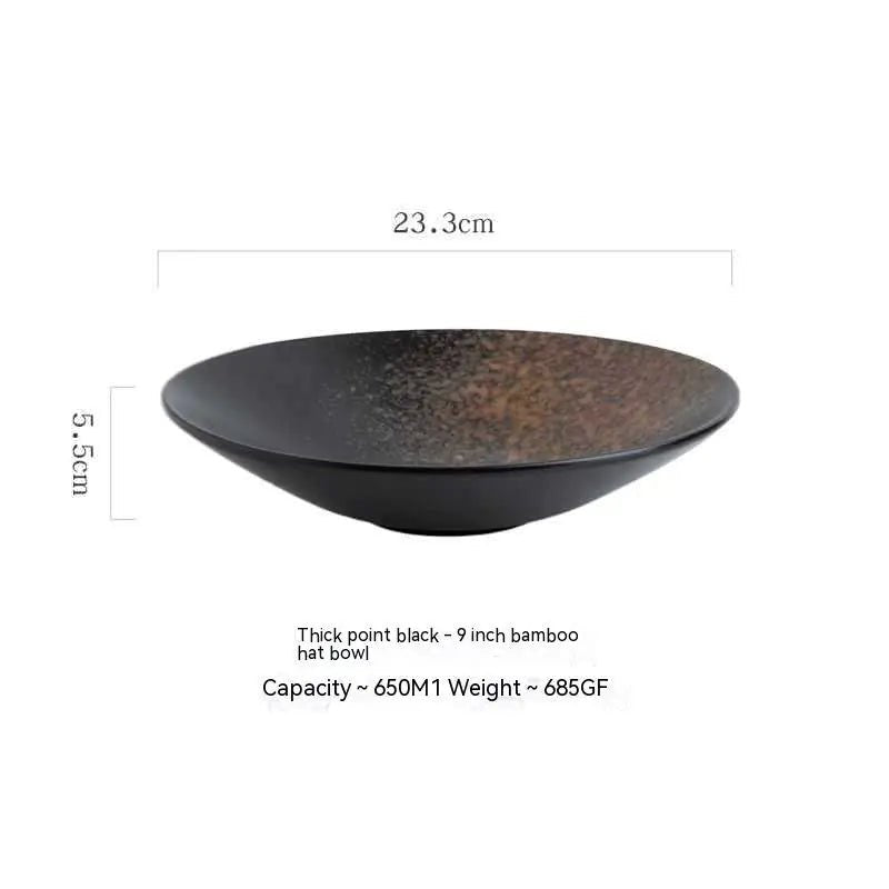 Japanese Ceramic Salad Bowl with Bamboo Hat Design - mosswell.us