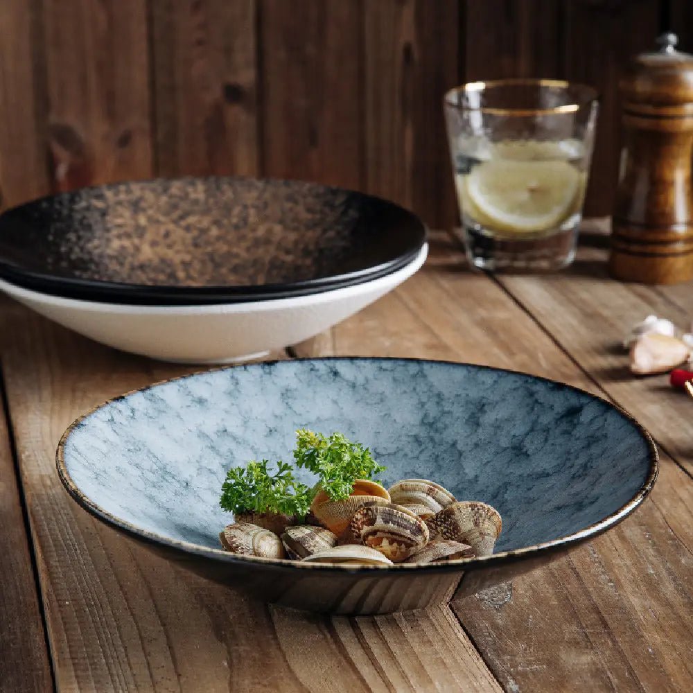 Japanese Ceramic Salad Bowl with Bamboo Hat Design - mosswell.us