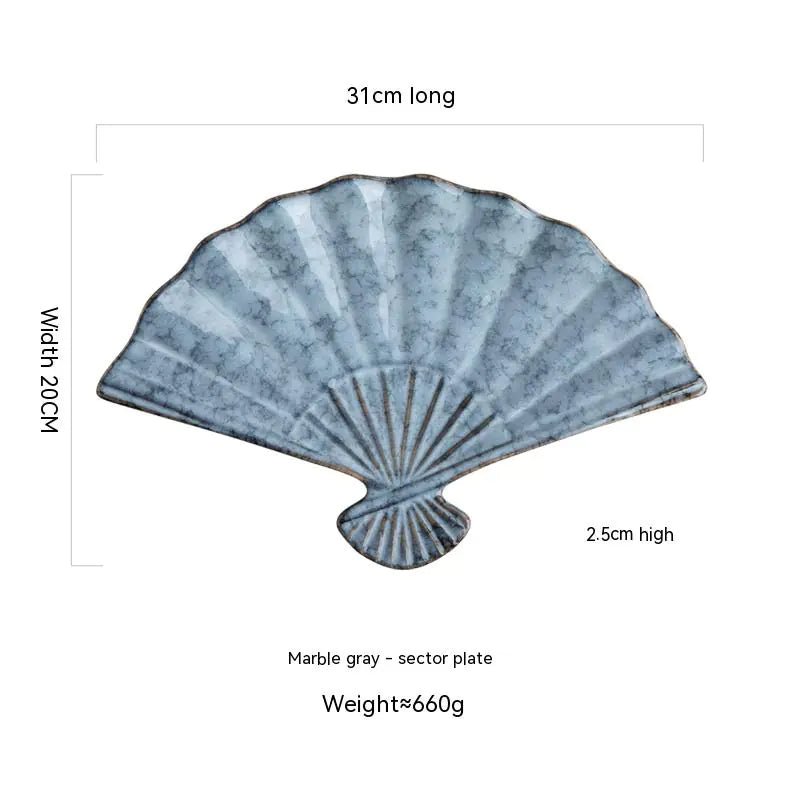 Japanese Ceramic Sushi Fan - Shaped Meal Plate - mosswell.us