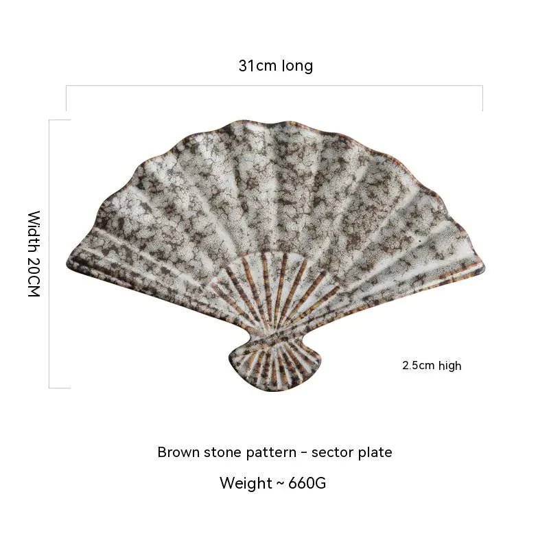 Japanese Ceramic Sushi Fan - Shaped Meal Plate - mosswell.us