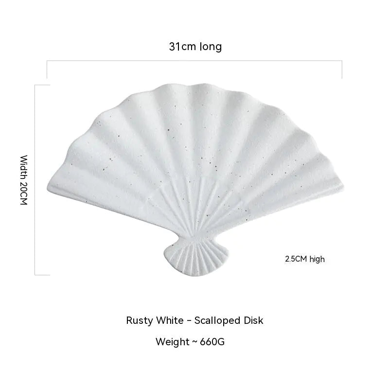 Japanese Ceramic Sushi Fan - Shaped Meal Plate - mosswell.us
