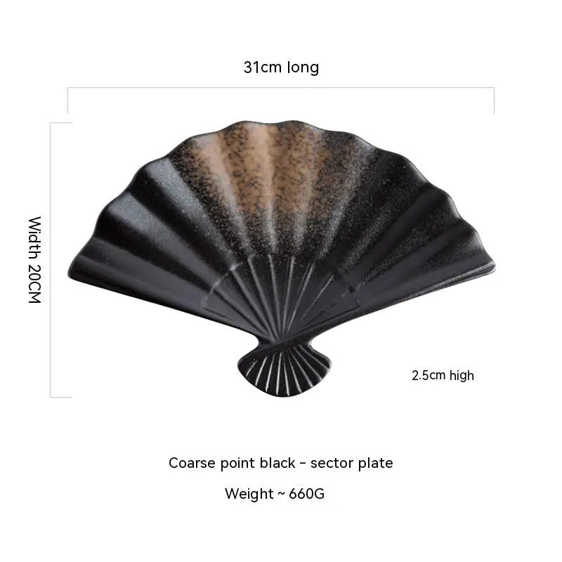 Japanese Ceramic Sushi Fan - Shaped Meal Plate - mosswell.us