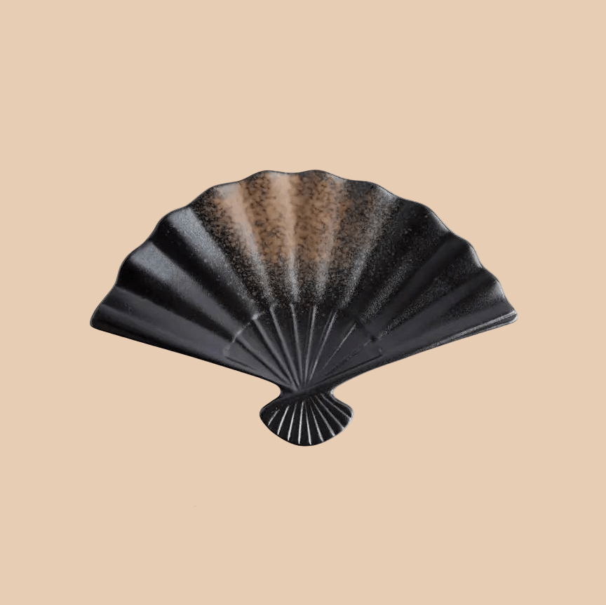 Japanese Ceramic Sushi Fan-Shaped Meal Plate
