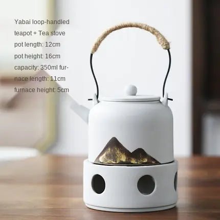Japanese Style Ceramic Tea Set with Warm Stove Pot - mosswell.us