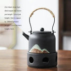 Japanese Style Ceramic Tea Set with Warm Stove Pot - mosswell.us