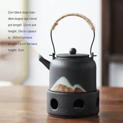 Japanese Style Ceramic Tea Set with Warm Stove Pot - mosswell.us