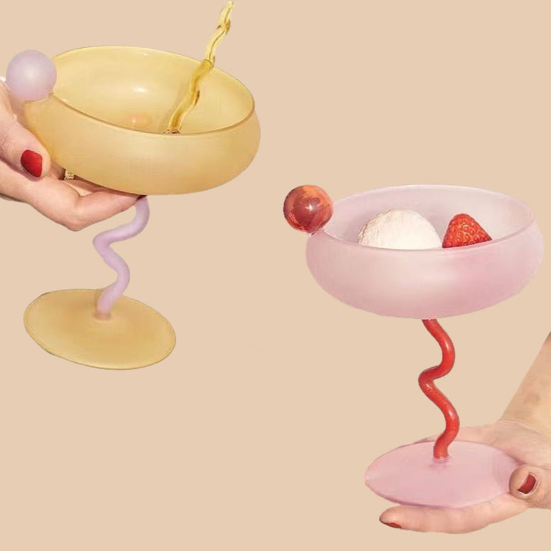 Jelly Bean Wine Glass - Whimsical Eclectic Dopamine Cocktail Coupe