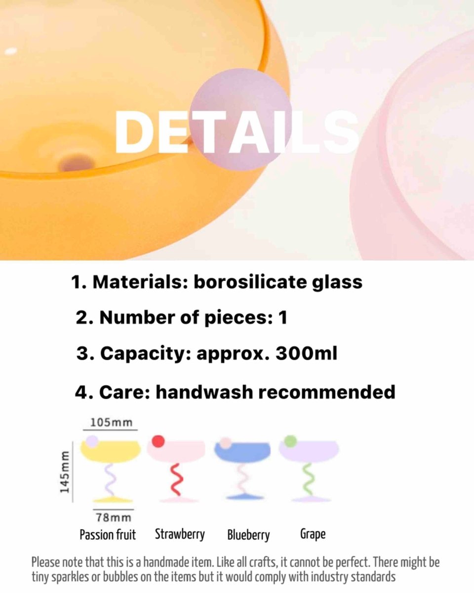 Jelly Bean Wine Glass - Whimsical Eclectic Dopamine Cocktail Coupe - mosswell.us