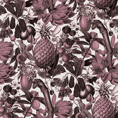 Juicy Fruit Wallpaper, white & mauve - mosswell.us