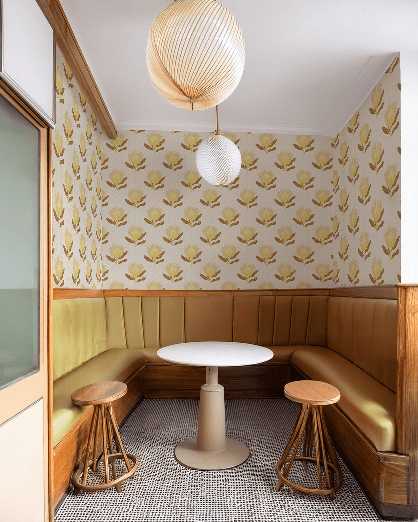 King Protea Wallpaper, neutral and brown mustard - mosswell.us