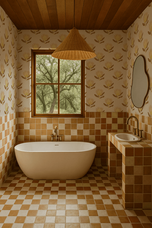 King Protea Wallpaper, neutral and brown mustard - mosswell.us