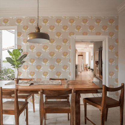 King Protea Wallpaper, tan and light coral - mosswell.us