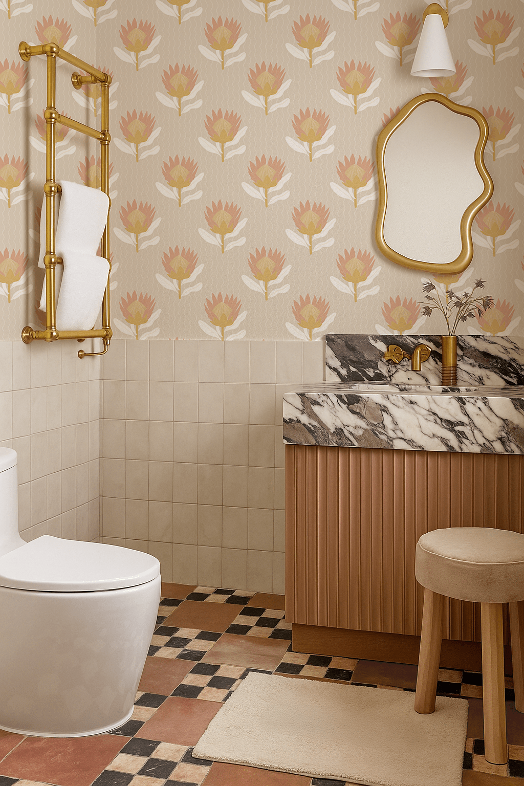 King Protea Wallpaper, tan and light coral - mosswell.us