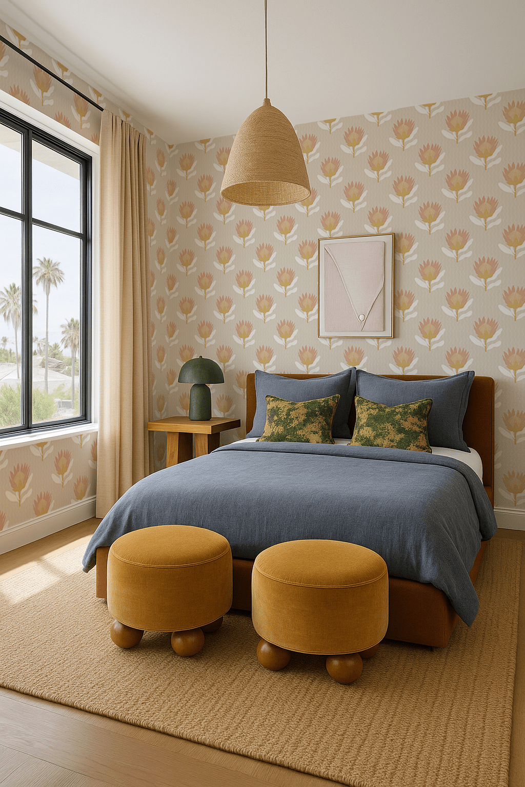 King Protea Wallpaper, tan and light coral - mosswell.us
