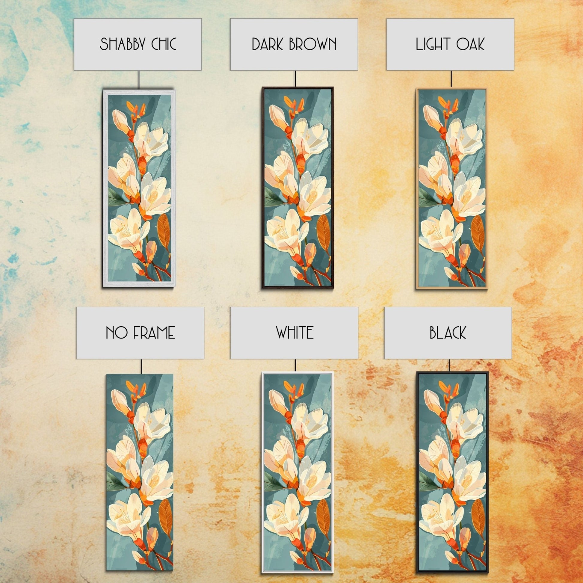 Light Cream Magnolia Blooms On Abstract Background Skinny Art Tall Art Framed Canvas Print Japanese Style Art Ukiyo - e Art Wood Block Print Delicate Decorative - mosswell.us