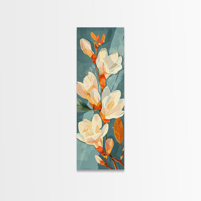 Light Cream Magnolia Blooms On Abstract Background Skinny Art Tall Art Framed Canvas Print Japanese Style Art Ukiyo - e Art Wood Block Print Delicate Decorative - mosswell.us