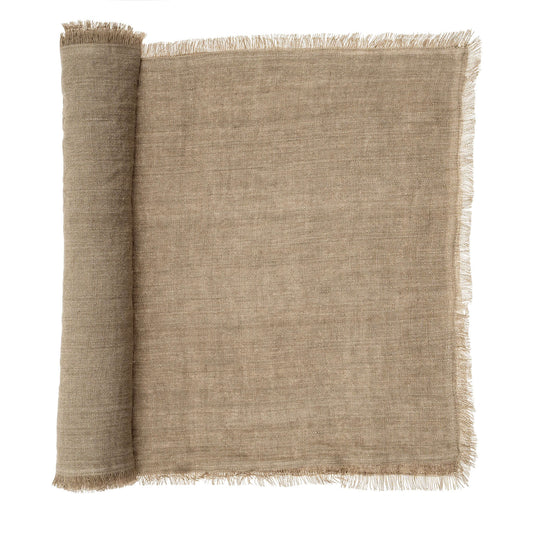 Lina Linen Runner, Sand - mosswell.us