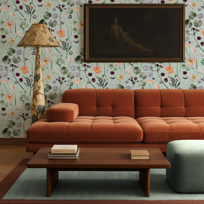 Floral Finds Wallpaper, blue