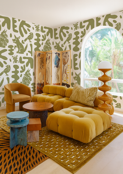 Abstract Animales Wallpaper, green