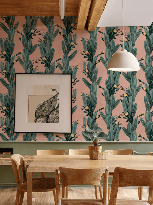 Los Cactus Wallpaper, peach - mosswell.us