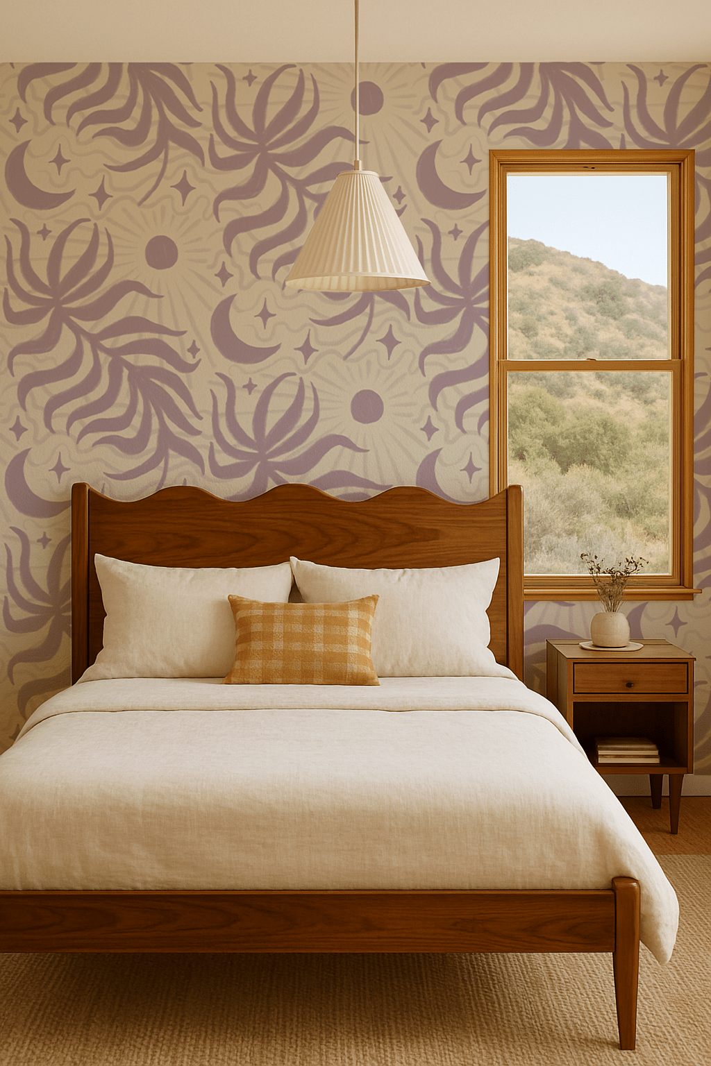 Lunar Leaf Wallpaper, beige and lavender - mosswell.us