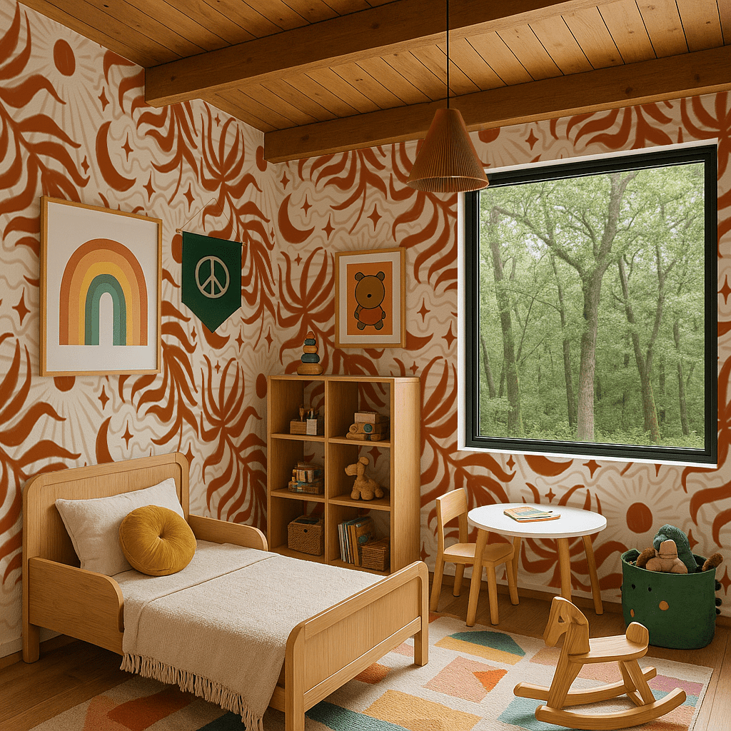 Lunar Leaf Wallpaper, beige and rust - mosswell.us