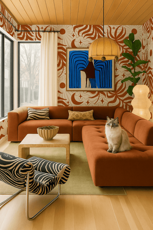 Lunar Leaf Wallpaper, beige and rust - mosswell.us