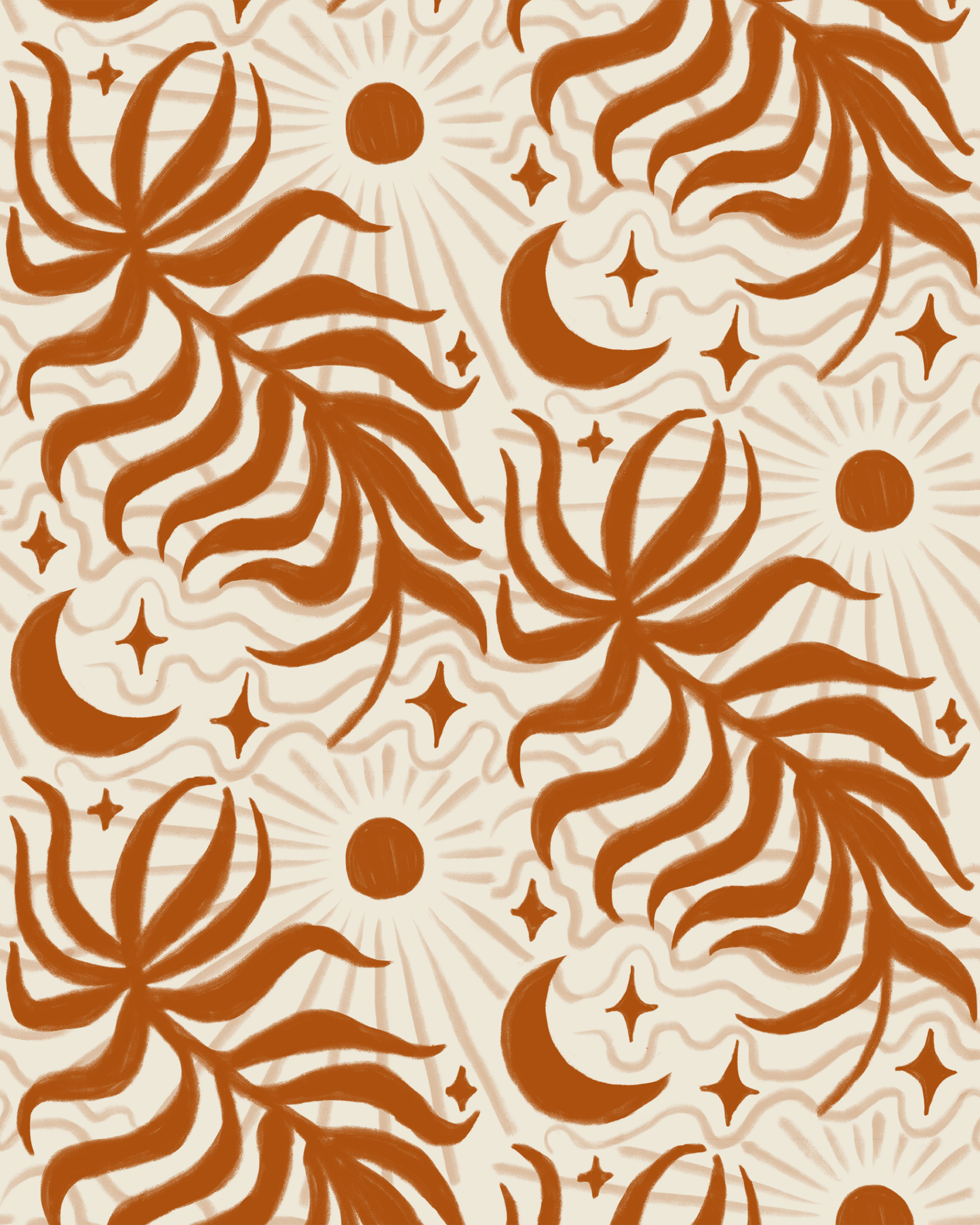 Lunar Leaf Wallpaper, beige and rust - mosswell.us