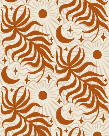 Lunar Leaf Wallpaper, beige and rust - mosswell.us