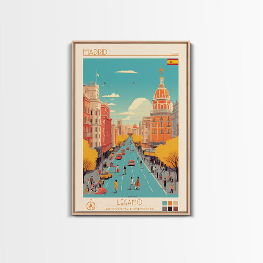 Madrid Spain Travel Poster Framed Canvas Print, Vintage Style, Pop Art Home Decor, Scenic Wall Art, Bedroom Decoration, Office Gift - mosswell.us