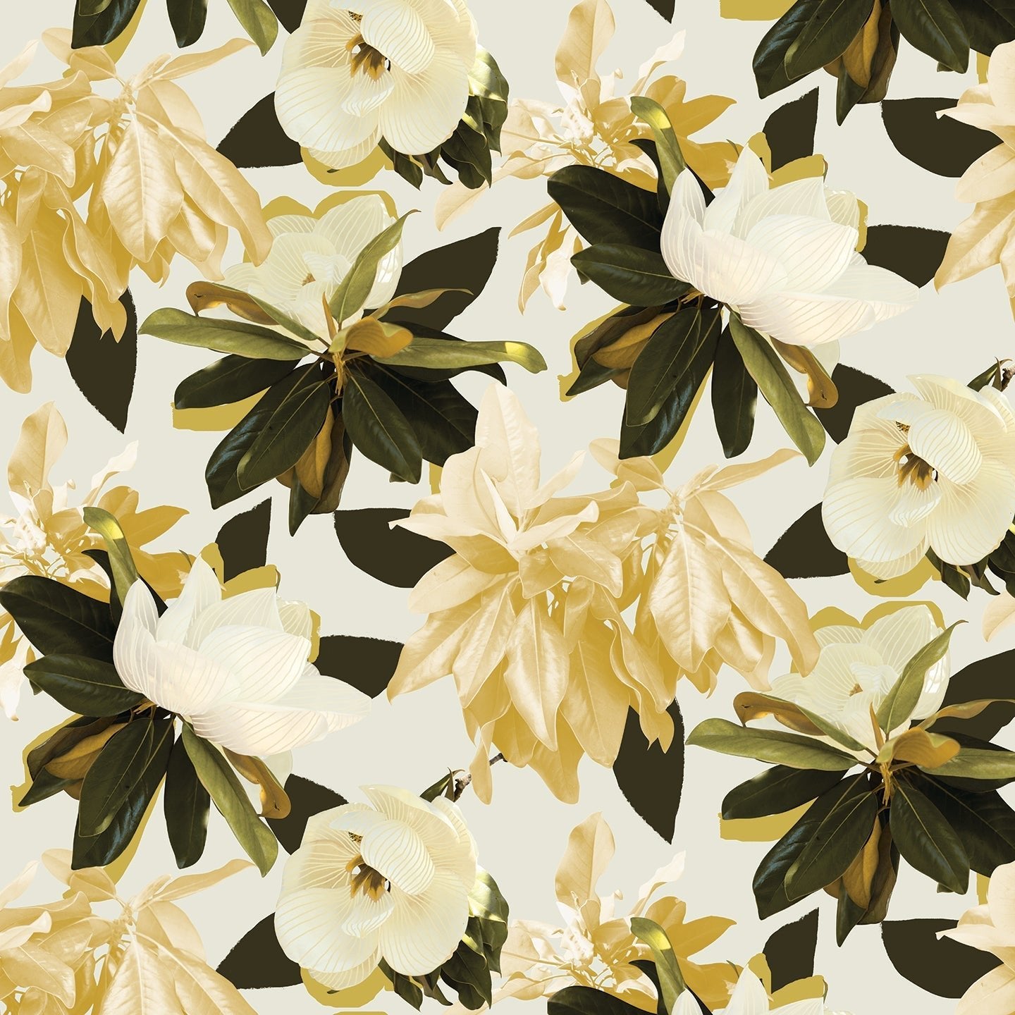 Magnolia Wallpaper, mustard - mosswell.us