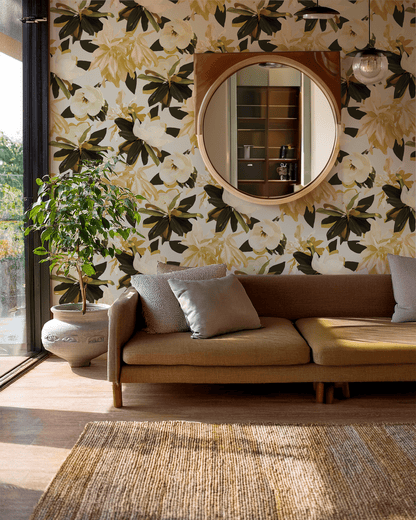 Magnolia Wallpaper, mustard - mosswell.us