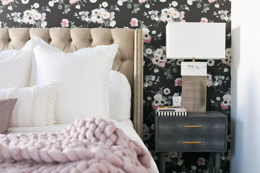 Midnight Floral Wallpaper, black - mosswell.us