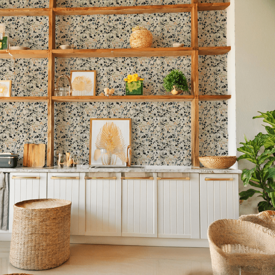 Mojave Terrazzo Wallpaper, green and orange - mosswell.us